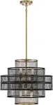 Kelvin Six Light Pendant in Matte Black with Warm Brass