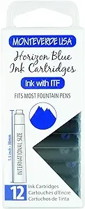 Monteverde International Standard Fountain Pen Ink Cartridges, Horizon Blue