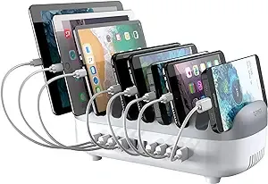 ORICO USB Charging Station, 120W Charging Docking Organizer for Multiple Devices, 10-Ports USB Charging Station Compatible with iPad, iPhone, Tablet, Kindle and Cell Phones (Cables not Included)