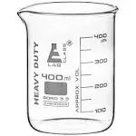 Heavy Duty Beaker, 400ml - 5mm Thick, Uniform Walls - Superior Durability & Chemical Resistance - White Graduations - Borosilicate 3.3 Glass - Eisco CH200003