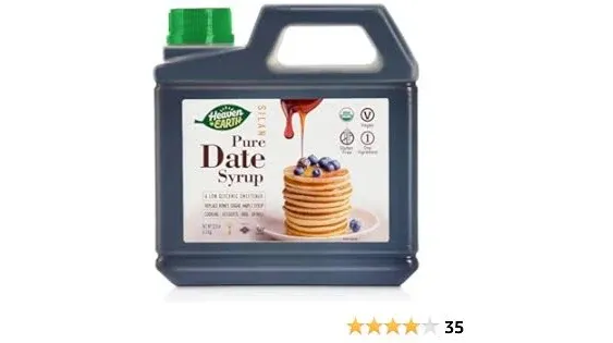 Heaven & Earth 100% Organic Date Syrup, Silan (3.3 lb) 52.8oz | 1 Ingredient | All Natural Honey Alternative | Low Glycemic Index | Great Sugar Replacement | Organic Date Honey | Bulk Size | Kosher - Including Passover