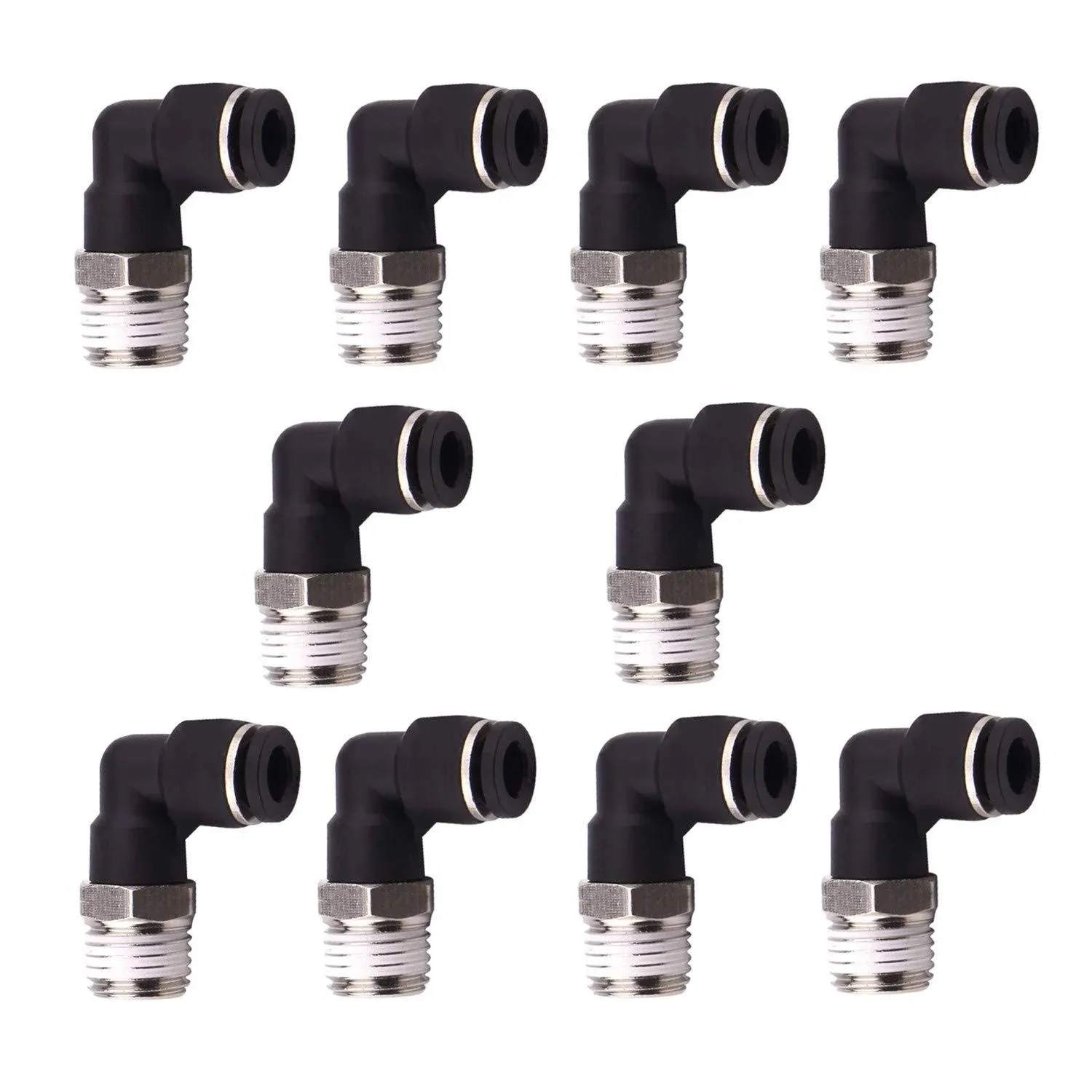 10 Pieces Push to Connect Air Fittings 90 Degree Pneumatic Tube Fitting Male ...