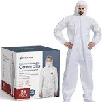 Medical Nation Hazmat Suits Disposable | 8 Size Options with Attached Hood| Heavy Duty Disposable Coverall Full Body PPE Suit