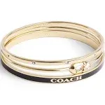 Coach Faux Stone Signature Trio Bangle Set - Black, Gold