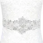 Pardecor Belt with Rhinestone Bridal Wedding Dress Belt Silver Crystal Rhines...