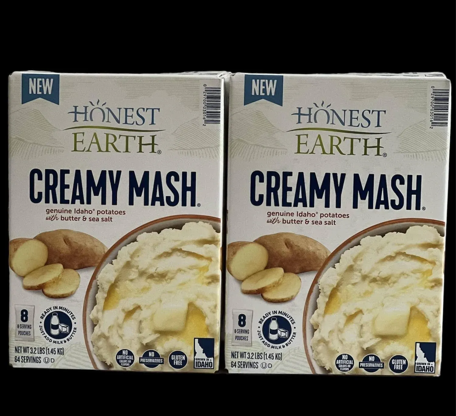 Honest Earth Creamy Mashed Potatoes, 2 Boxes - 16 Pouches (8 Servings Each)