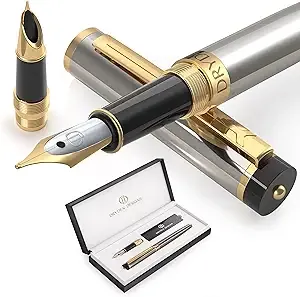 Fountain Pen - Medium Nib and Fine Nib | Includes Premium Box 6 Ink Cartridge...