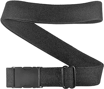 1.25 Inch Elastic Stretch Belt with Side-Release Buckle and Adjustable Strap Length, for Men and Women (Black, Regular)