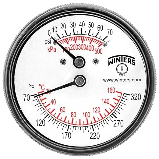 WINTERS TTD Series Steel Dual Scale Tridicator Thermometer with 2" Stem 2-1/2"