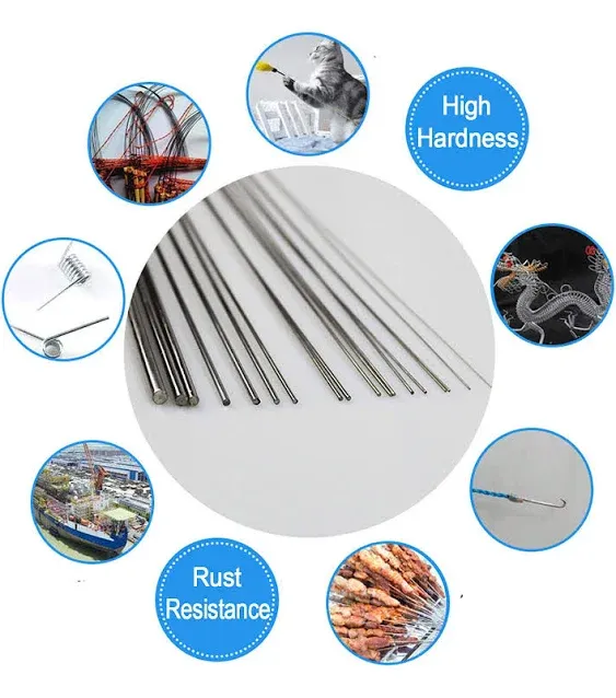 304 Stainless Steel Spring Wire, 40cm Lengh Straight Steeless Steel Spring Wire Assortment Kit, Hard Steel Straight Wire Diameter 0.4mm 0.6mm 0.8mm 1mm 1.2mm 1.4mm 1.6mm 1.8mm 2mm 3mm, 100Pcs