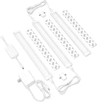 EShine 3 Pack 12 inch White Smart Dimmable LED Under Cabinet Lighting Kit Compatible with Alexa, Google - Cool White (6000K)