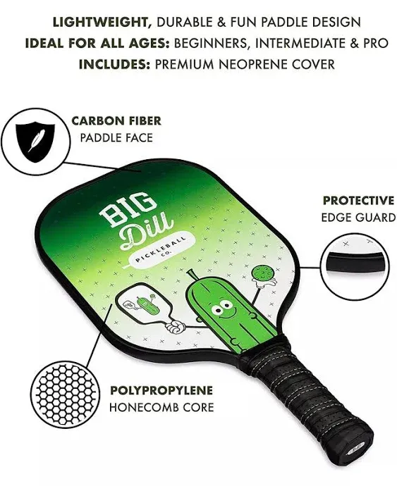 Original Carbon Fiber Pickleball Paddles Set with 2 Paddles, 2 Pickleballs, Bag & Covers - USA Pickleball Approved