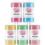 Cotton Candy Express Floss Sugar Variety Pack 5 - 11oz Plastic Jars of Lime, Watermelon, Pina Colada, Blue Raspberry, Pink Vanilla Flossing Sugars. Use with Cotton Candy Express countertop machine