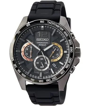 Men's Conceptual Chronograph Silicone Black Dial Watch