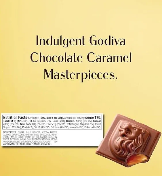 GODIVA MASTERPIECE EASTER MILK CHOCOLATE CARAMEL LION 1 OZ BARS 12 COUNT GIFT BOX INCLUDED