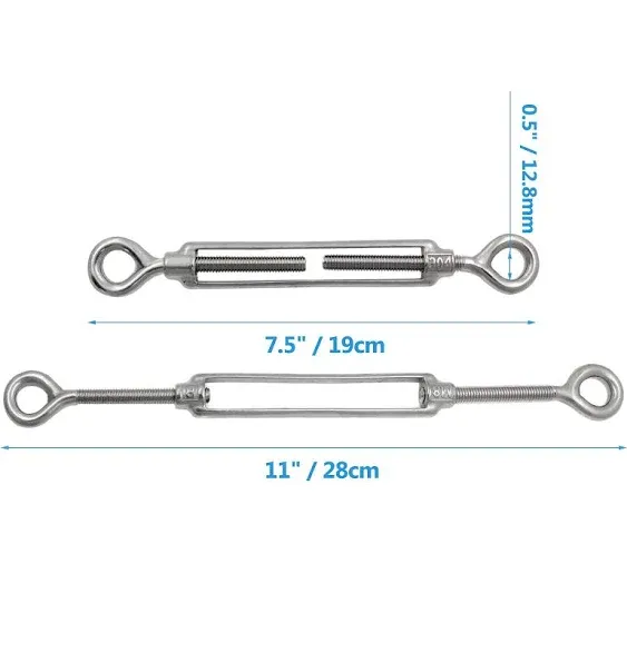 PHITUODA Stainless Steel 304 Eye & Eye Turnbuckles Adjustable Wire Rope Tensioner