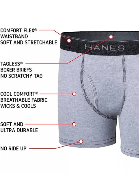 Hanes Boys' Ultimate Lightweight Boxer Briefs, 5-Pack - Size XL