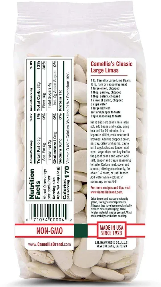 Camellia Brand Dry Large Lima Beans, 1 Pound (6 Pack)