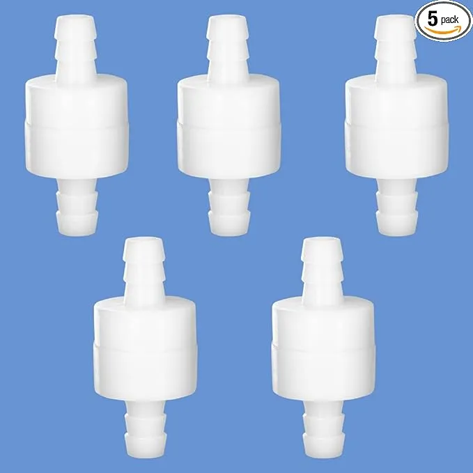 Quickun 14 Barb Hose One Way Inline Check Valve Non Return Ozone Resistance PVDF Plastic One-Way Fuel Oil Water Gas Pump Air Che