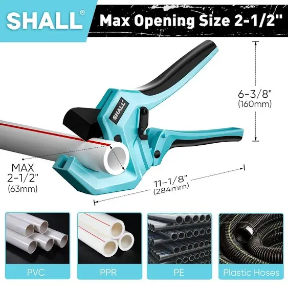 SHALL PVC Pipe Cutter,2-1/2”,<wbr/>Heavy-Duty Aluminum Ratchet Pipe Cutter