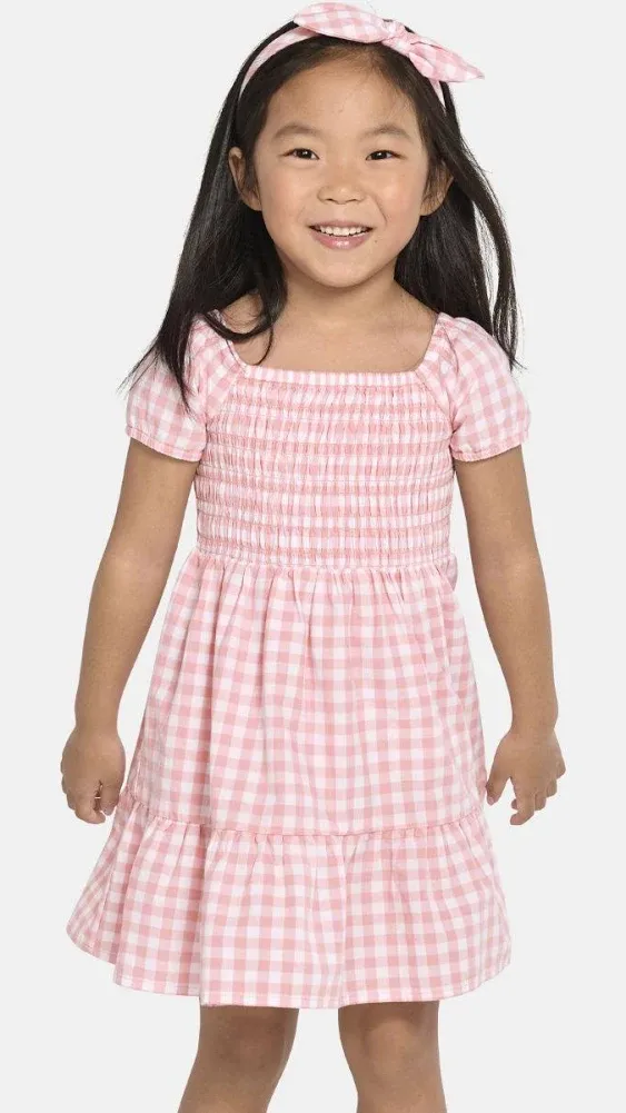 Toddler Girls Mommy And Me Gingham Poplin Ruffle Dress - Rose petal