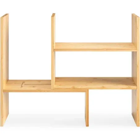 Navaris Desk Organiser Shelf Unit - Bamboo Desktop Shelves for Table or ...