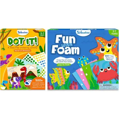 Skillmatics Dot It Dinosaurs Theme &amp; Fun with Foam Underwater Animals Theme Bundle, Art &amp; Craft Kits, DIY Activities for Kids