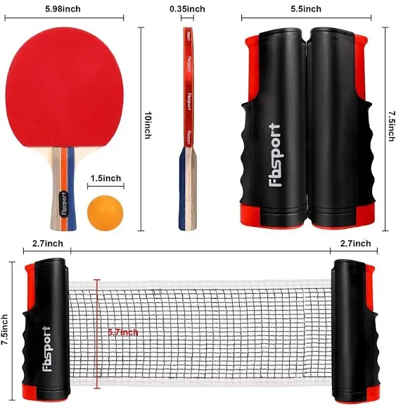 Ping Pong Paddle Set, Portable Table Tennis Set with Retractable Net,Rackets,Ba<wbr/>l