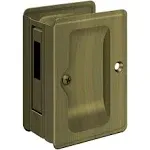 Deltana SDAR325U5 HD Pocket Lock, Adjustable, 3-1/4" x 2-1/4" Sliding Door Receiver, Antique Brass