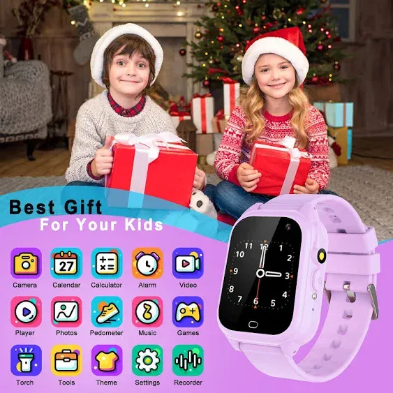 Phyulls Kids Waterproof Smart Watch Gifts for Girls Age 5-12, 26 Games HD Touchscreen Kids Watches with Video Alarm Camera Music Flashlight 12/24 hr Educational Toys Birthday Gift Ages 6 7 8 9 10