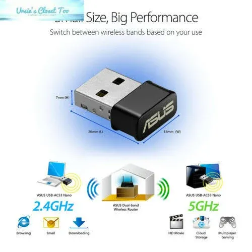 Asus USB-AC53 NANO AC1200 Dual-Band USB Wi-Fi Adapter