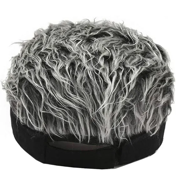 Novelty Hair Visor Sun Cap Wig Peaked Adjustable Baseball Hat with Spiked Hairs (Black Grey)