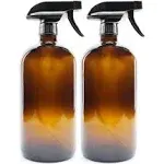 Cornucopia 32oz Amber Glass Spray Bottles (2-Pack); Brown Bottles w/ 3-Setting Trigger Sprayers; Includes Caps for Storage