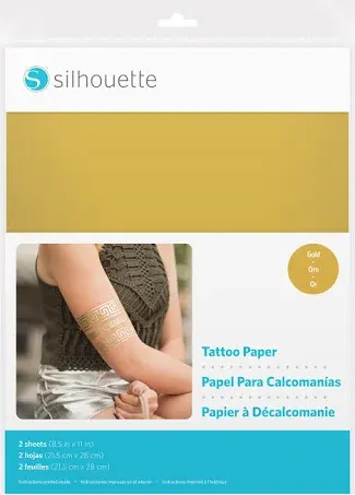 Silhouette Non-Printable Temporary Tattoo Paper (8.5 x 11", 2 Sheets, Gold)