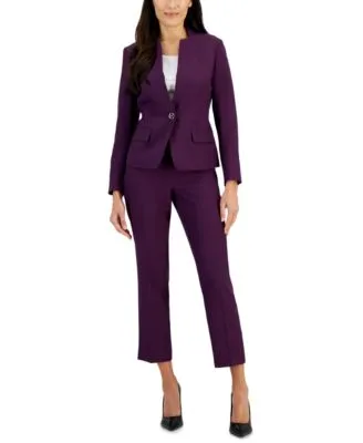 Le Suit Women's Single-Button Blazer and Slim-Fit Pantsuit