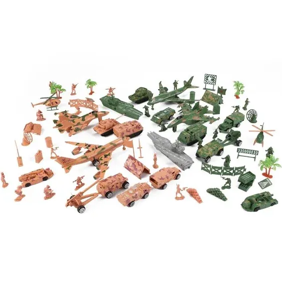 Liberty Imports Military Air Force Navy Deluxe Action Figures Army Men Soldiers Playset with Scaled Vehicles (73 pcs)