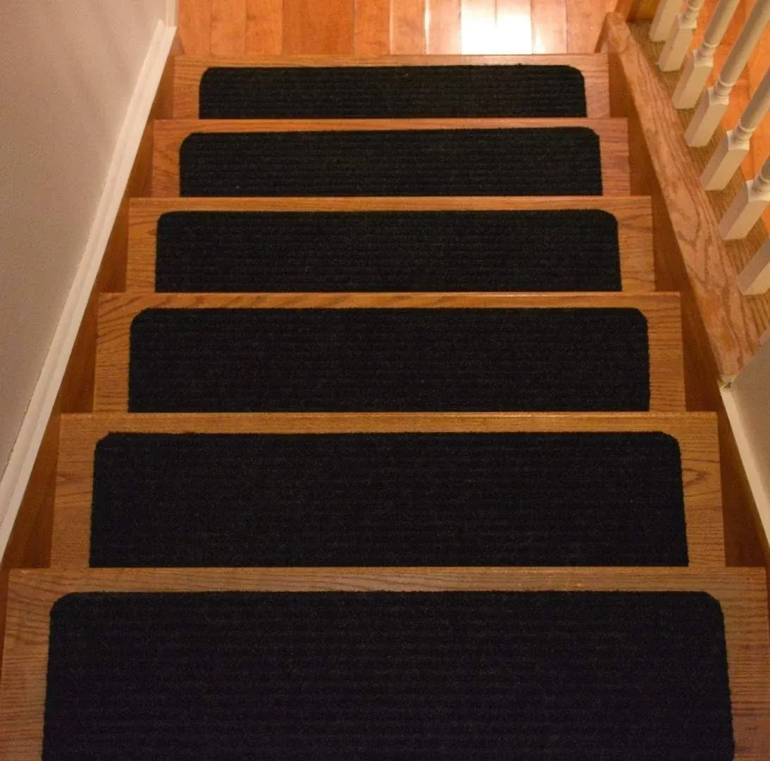 Stair Treads Collection Indoor Skid Slip Set of 13 (7 in x 24 in) Black