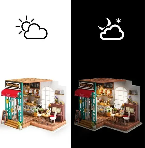 Diy Wooden Miniature Craft House Kit Simons Coffee Shop