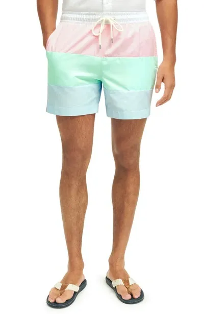 Shop Brooks Brothers Montauk Colorblock Swim Trunks In Pastelcombo