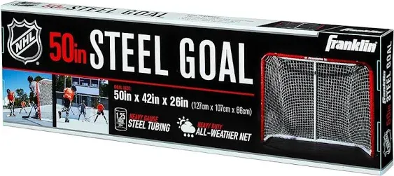 Franklin Sports Pro 50 inch Tournament Steel Hockey Goal, White