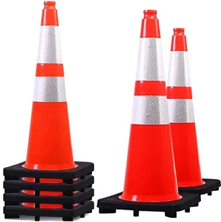 (6 Pack) BESEA 28” inch Traffic Safety Cones Orange Road Parking Cones Heavy Duty Construction Cone Structurally Stable for Traffic Control at Public Place