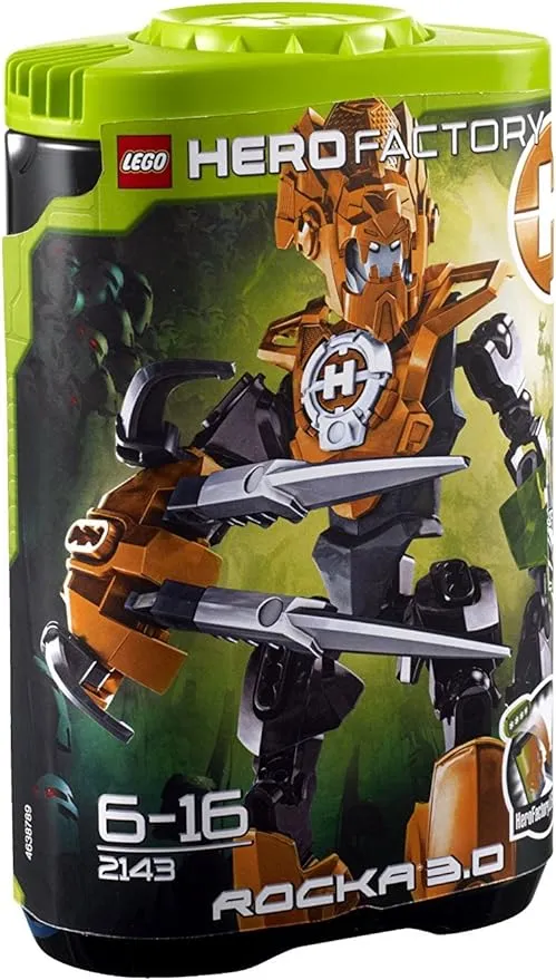 Hero Factory 2143 - ROCKA 3.0 - Complete Lego Bionicle Gold Figure with Weapons