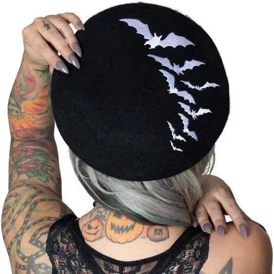 Bat Repeat White Beret Hat