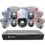 Swann Professional 16-Channel, 8-Dome, 1-Pan Tilt Camera Indoor/Outdoor 12mp Uhd, 4TB NVR Security Surveillance System - Black