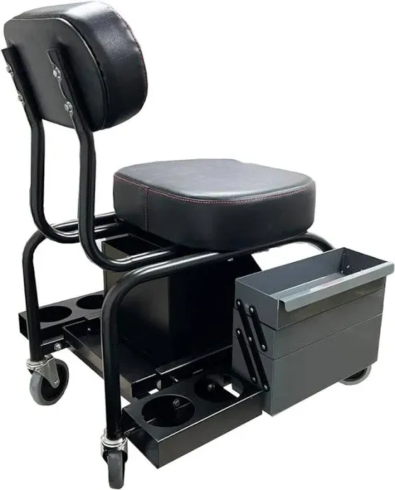 Powerbuilt Professional Shop Seat with Expandable Side Trays