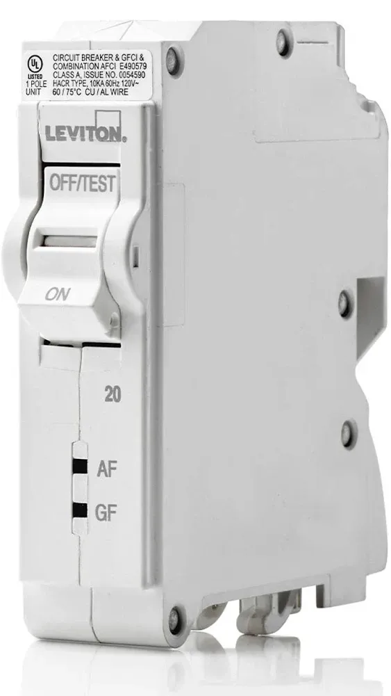 Leviton LB120-DF AFCI/GFCI Hydraulic Magnetic Branch Circuit Breaker, 1 Pole, 20A