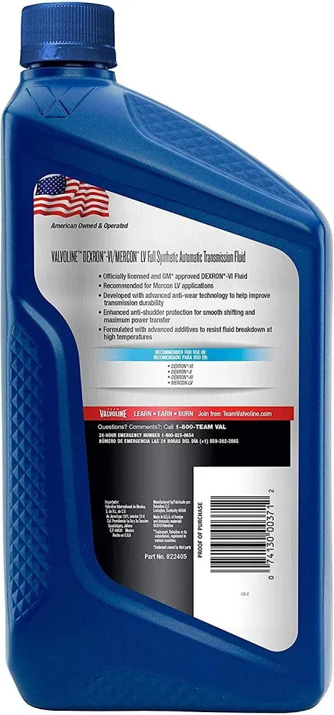 Valvoline Dexron VI Automatic Transmission Fluid - 1 Quart