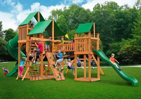 Gorilla Playsets Treasure Trove I Swing Set, Wood Roof