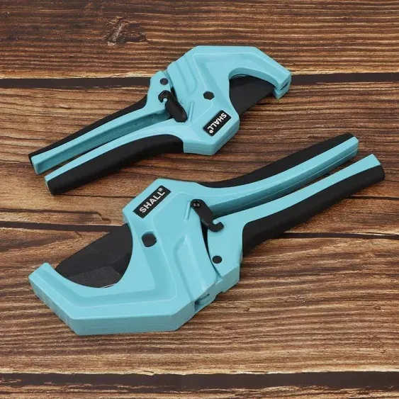 SHALL PVC Pipe Cutter, Cuts Up to 1-5/8, Heavy-Duty Aluminum Ratchet Pipe Cutter Tool for PVC, PPR, PE, PEX, Plastic Hoses & Plumbing Pipes, Fast Pipe