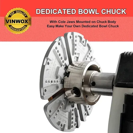 VINWOX Cole Jaw Set for VINWOX SCK4-3.75 Wood Lathe Key Chuck & SCR4-4